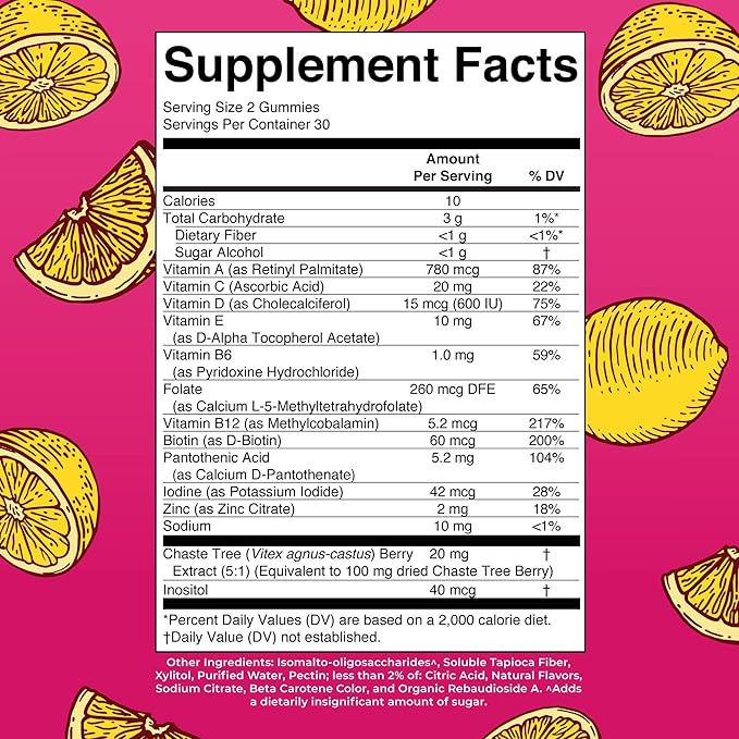 MaryRuth Organics, Sugar Free, Vegan Vitamin Gummy, Immune Support Daily Multivitamin + Chasteberry, Hair, Skin and Nail for Women, 60 Count, Pack of 1