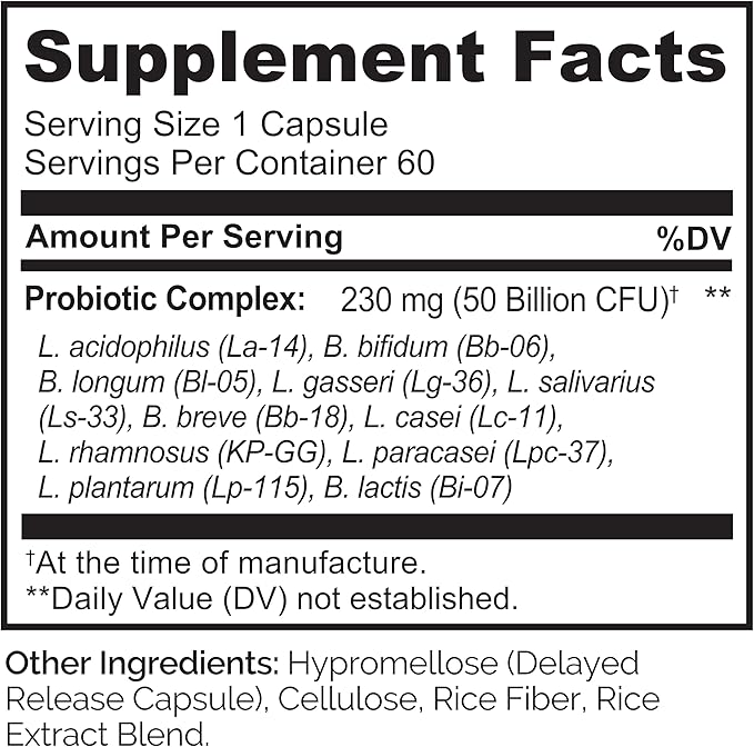 NATURELO Probiotics for Digestive Health - 50 Billion CFU, 11 Strains, Daily Use Supplement - Boosts Immune System, Delayed Release, No-Fridge, 60 Vegetarian Capsules (Pack of 2)