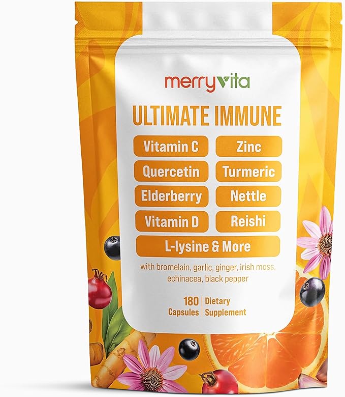 Liposomal Vitamin C 1000mg - Immune Support Supplement with Zinc, Rose HIPS, Elderberry, Quercetin, Bioflavonoids - Natural, Vegan, Non-GMO - 180 Capsules