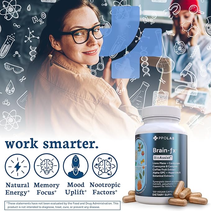 Brain-fx⢠Focus Memory Nootropic Energy Brain Supplement, Lions Mane Extract, L Theanine, B Complex Methyl B12 5MTHF, Alpha GPC, Bacopa, Ginseng, Cordyceps, Huperzine A BDNF Factor, 120 Count
