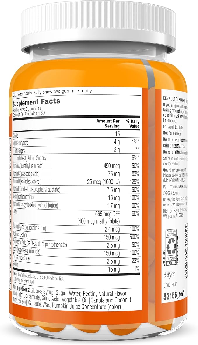 One A Day Women’s Daily Essentials Multivitamin Gummies, Multivitamin for Women, Zinc, Immune Support, Cool Lemonade Naturally Flavored, 120 Gummies