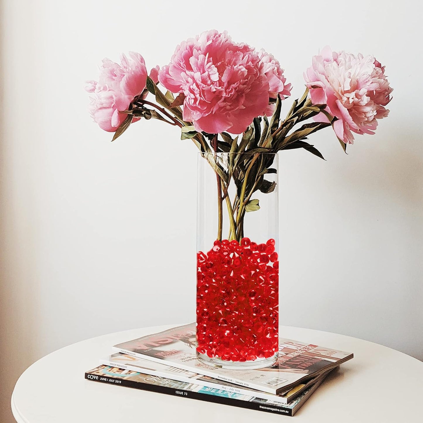 Super Z Outlet Acrylic Color Faux Round Diamond Crystals Treasure Gems for Table Scatters, Vase Fillers, Event, Wedding, Birthday Decoration Favor, Arts & Crafts (1 Pound, 240 Pieces) (Red)