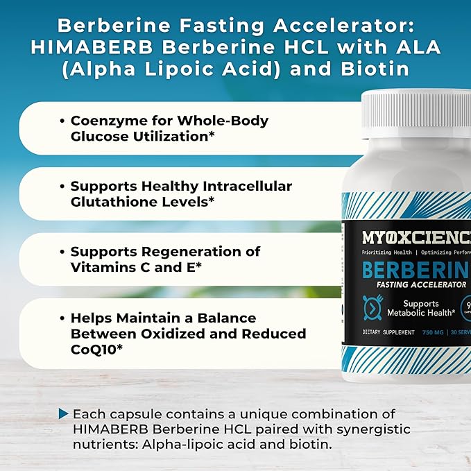 MYOXCIENCE Berberine Fasting Accelerator | Himaberb Berberine HCL with ALA (Alpha Lipoic Acid) and Biotin (90 Capsules)