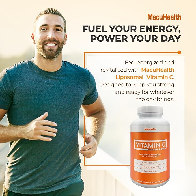 Macuhealth Liposomal Vitamin C 1000MG Per Serving - High Bioavailablity Vitamin with Fat-Soluble Antioxidants and Enhanced Absorption - 3 Month Supply