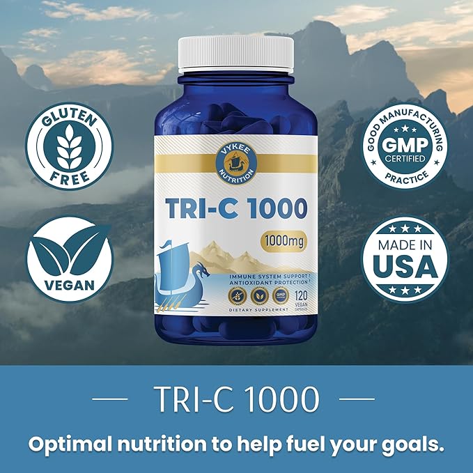 Vykee Tri-C 1000 – Triple-Source Vitamin C Complex | Immune Support & Antioxidant Defense | Skin, Collagen & Recovery Formula