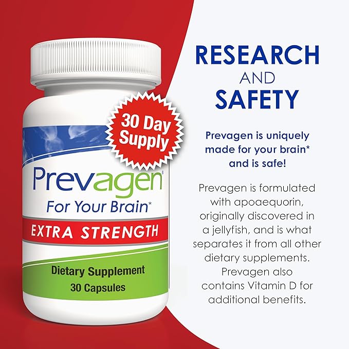 Prevagen Extra Strength 20mg, 30 Capsules |2 Pack| with Apoaequorin & Vitamin D with Attractive and Stackable Storage Box