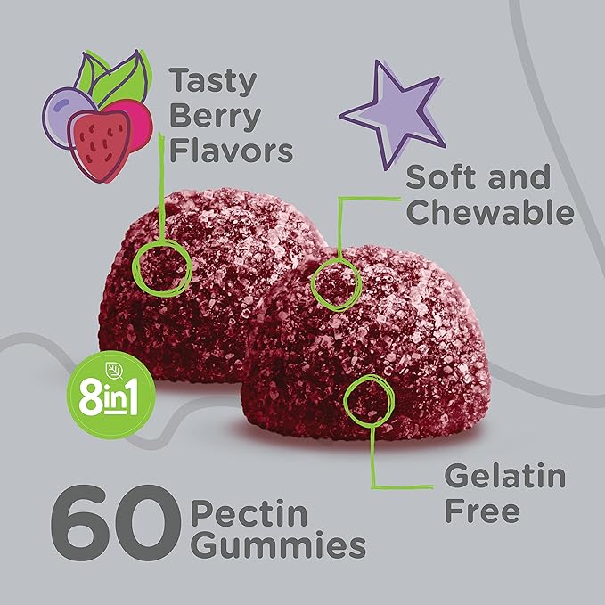 Viteey Kids Multivitamin Gummies with Probiotics - 8-1 Kids Vitamins for Immune Health Support with Vitamin C, D3, B12, B6, Zinc, Elderberry, Selenium - Vegetarian - Chewable Tasty Berry Flavored