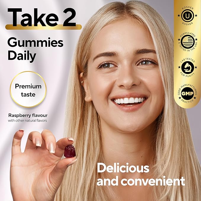 Biotin Gummies 10000mcg for Women and Men - Extra Strength Hair, Skin and Nails Gummies with Collagen - Natural Biotin Gummy Supplement for Hair, Skin, Nails Support - 60 ct