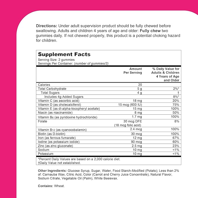 One A Day Kids Multivitamin with Iron Gummy, Vitamin D, Vitamin C, E, Zinc for Immune Support, Gummy Vitamins, Kids Multivitamin Gummies with Iron, Cherry Flavor, 60 Count (Packaging May Vary)