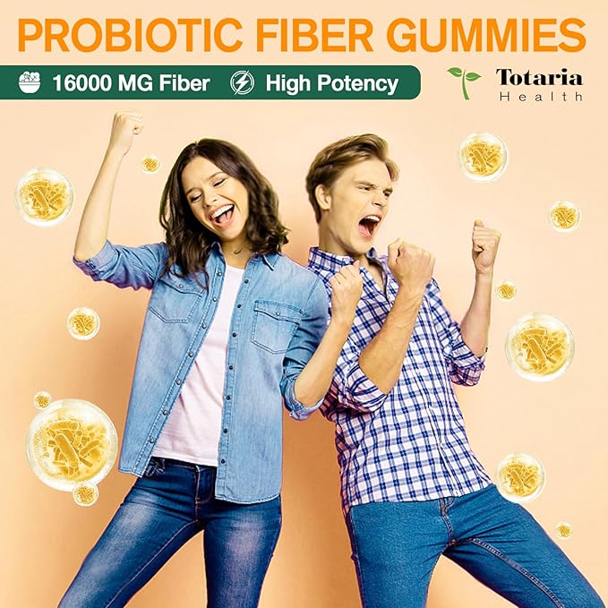Probiotic Fiber Gummies, Pineapple Flavor, 60 Gummies per Bottle, 2 Bottles