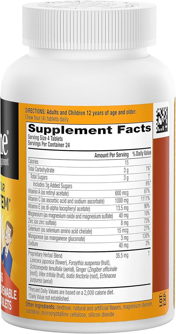 Airborne Vitamin C 1000mg (per Serving) - Citrus Chewable Tablets (96 Count in a Box) - Packaging May Vary