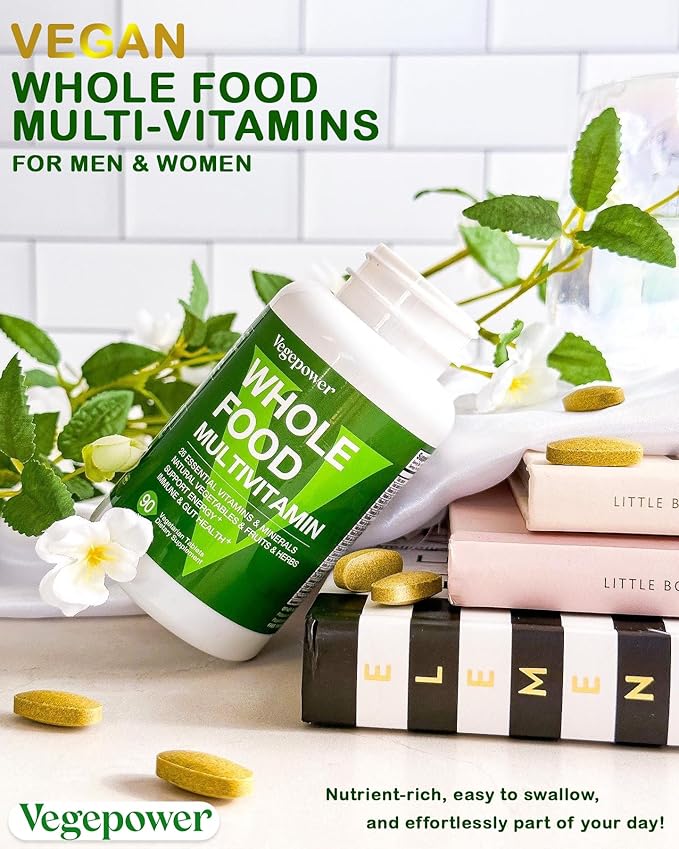 Vegan Whole Food Multivitamin with Iron, Daily Multivitamin for Men and Women, Methylated Multi Vitamins, B-Complex, Fruits & Vegetables, Enzymes, Omegas, Mushroom, Non-GMO, 90 Count