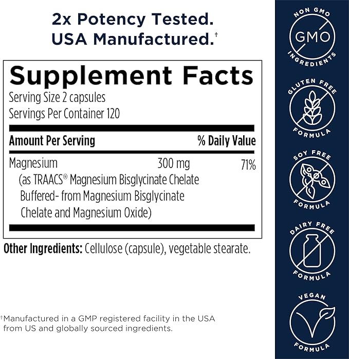 Designs for Health Magnesium Glycinate Complex - Chelated Magnesium Bisglycinate + High Absorption Magnesium for Calming & Sleep, Heart Health, Immune Support & Bone Strength - Vegan (240 Capsules)