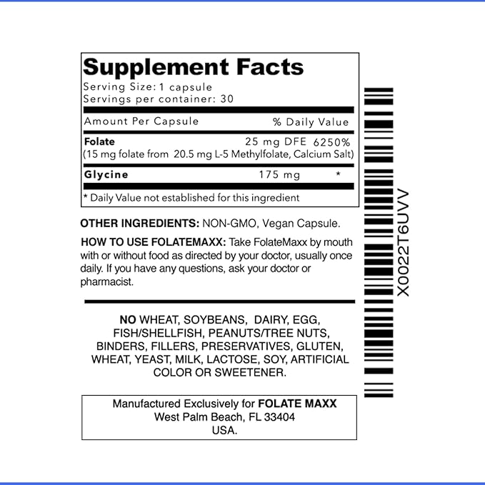 L-Methylfolate 15mg - 30 Capsules - Professional Strength Active Methyl Folate - 5-MTHF Supplement for Men & Women - Non GMO, Gluten Free, No Fillers