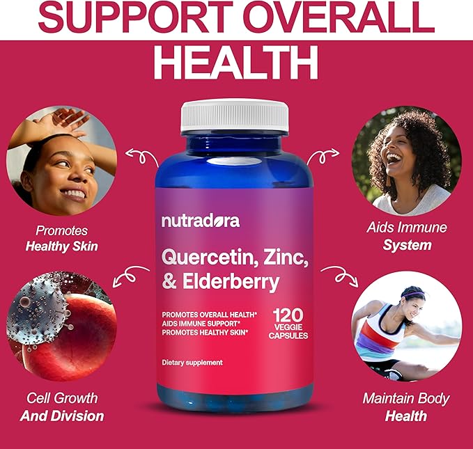 Quercetin 1000mg Veggie Capsules, Non-GMO, Elderberry Zinc Quercetin Supplements Supports Immune, Cardiovascular & Respiratory Health,120 Capsules (Pack of 1)