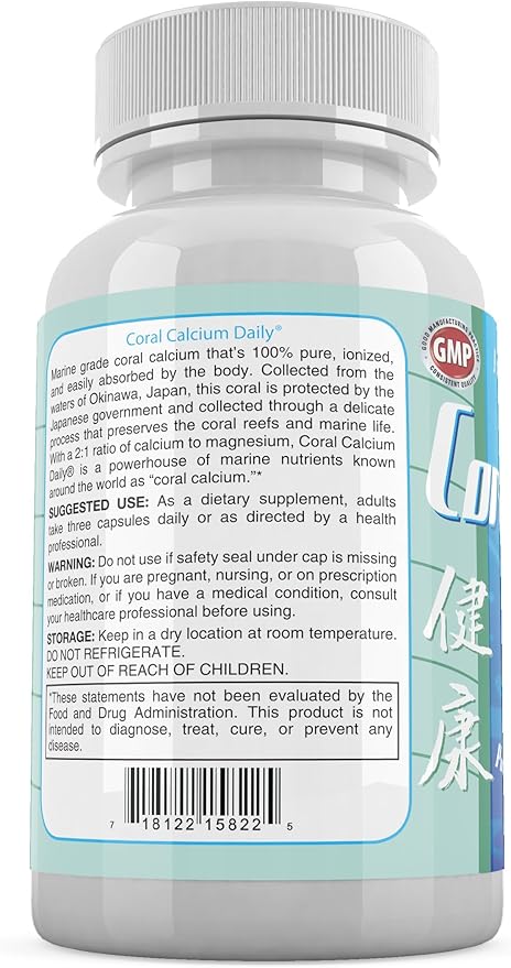 Pure Okinawa Coral Calcium - Marine-Grade Supplement with 72 Trace Minerals - 1475mg, 540 Vegetable Capsules (6 Month Supply)
