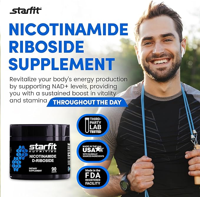 STARFIT - Nicotinamide D-Riboside (2 Pack), Booster NAD+, Energy & Focus Supplement, Anti-Aging Cellular Support, Total 180 Capsules