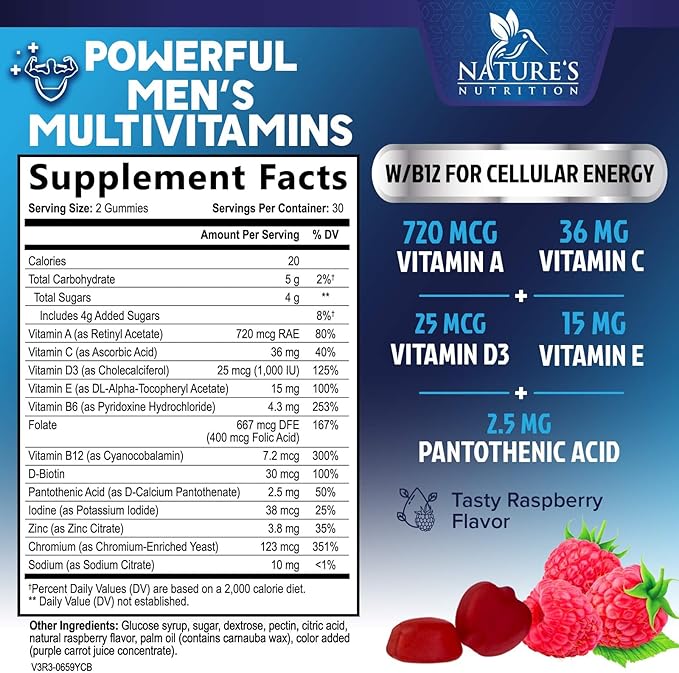 Multivitamin for Men - Daily Mens Multivitamins & Multiminerals with Vitamin D, Vitamin C, B12 Zinc & More - Energy, Memory, Focus & Immune Health Support - Essential for Men Over 40 - 60 Capsules