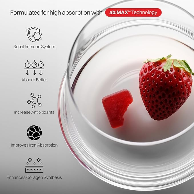 Liposomal Vitamin C Sugar-Free Gummies - 500mg, 60 Gummies, 30 Servings, Immunity Booster, Collagen Support, Antioxidant, Eco-Friendly Jar- Strawberry Guava Flavor