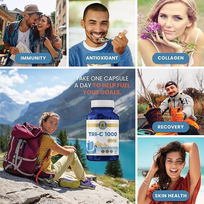 Vykee Tri-C 1000 – Triple-Source Vitamin C Complex | Immune Support & Antioxidant Defense | Skin, Collagen & Recovery Formula
