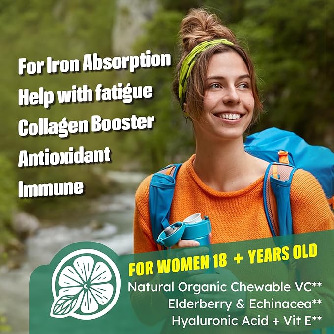 Liposomal Vitamin C 1000/200mg + D3 5000IU Zinc Gummies, Elderberry Echinacea for Immune, Folate, Hyaluronic Acid, Copper, VE for Beauty, CoQ10 Energy, Overall Health, Sugar Free, Chewable, Natural