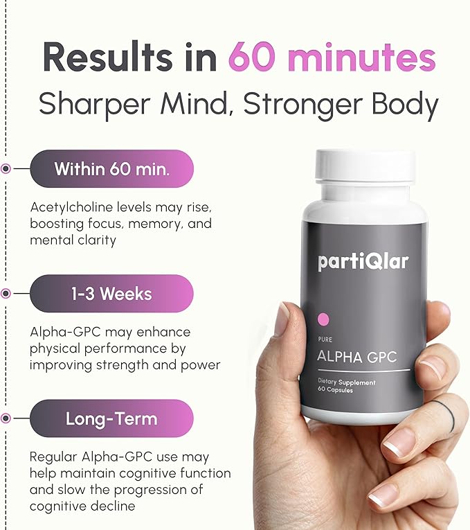 Alpha GPC Supplement Bio-Available Pure Form of Choline - Easily Absorbed by The Body - 300mg 60 Capsules - Made in The USA
