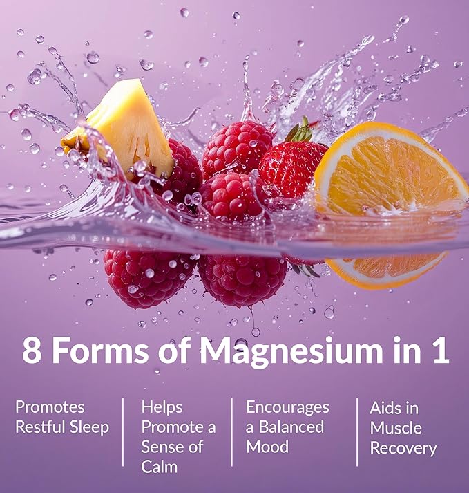 BIOptimizers Magnesium Breakthrough Drink - 8 Forms of Magnesium, Electrolytes, Sleep Health, Stress, Muscle Recovery, Heart Support | Glycinate, Citrate, Malate - Fruit Punch