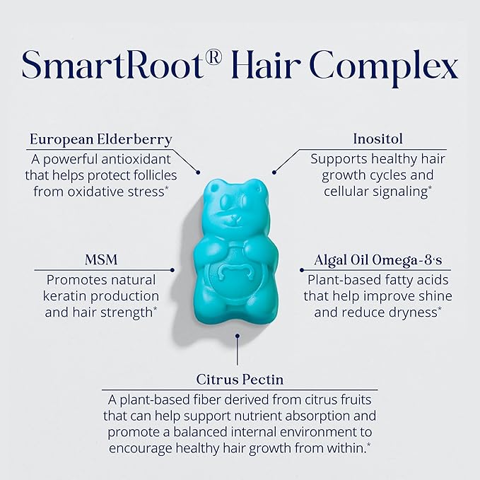 Sugarbear Gentle Detangling Bamboo Hair Brush + Vegan Hair Vitamin Gummies 3 Month Supply, Extra Strength Biotin 6000mcg for Supporting Healthy Straight, Wavy, Curly & Kinky Hair
