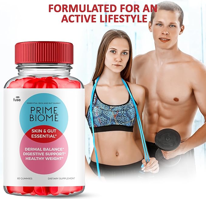 Prime Biome Gummies PrimeBiome Skin & Gut Support Gummy, PrimeBiome Overall Health & Wellness Vitamin B12 B6 Folic Acid Supplement, Prime Biomes Advanced Supplement Support Gummy (60 Gummies)