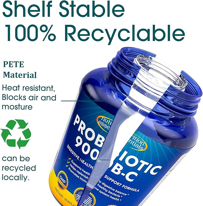 Nutrition Essentials Probiotics for Women and Men - with Lactase Enzyme and Prebiotic Fiber for Digestive Health - 80 Percent + More Potent Supplement for Gut Health Support - Vegan Formula