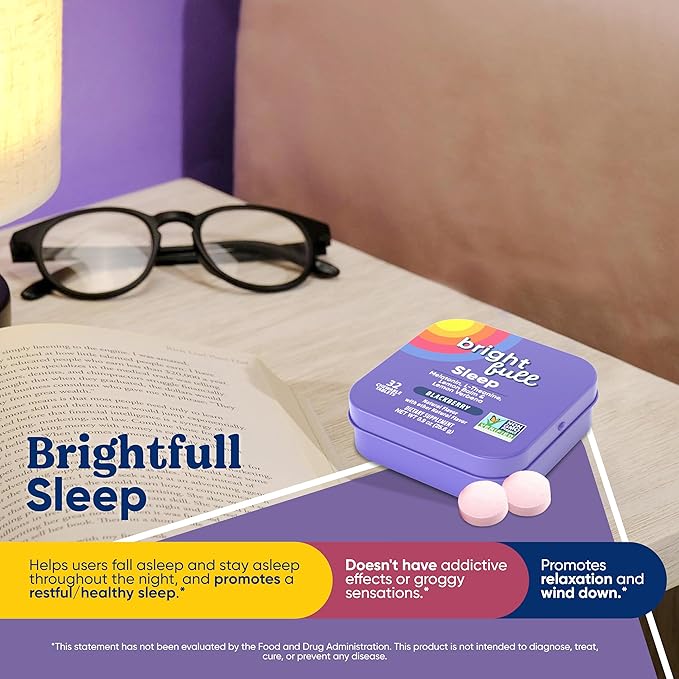 Natural Sleep Aid with Melatonin, Ashwagandha, Lemon Balm & L-Theanine – Drug-Free Sleep Support Supplement – Restful Sleep, Back to Sleep – BlackBerry Flavor – 32 Chewable Tablets