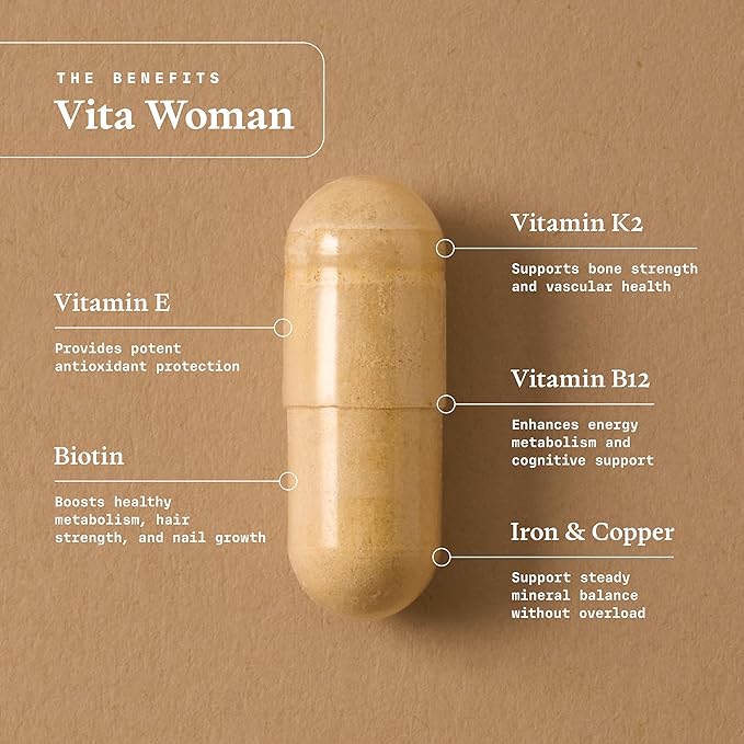Ultra Life Sport - VITA Woman Premium Multivitamin for Women - 30 Capsule Daily Vitamins for Women with Vitamin E, K2 MK-7, and B for Maximum Absorption - 100% Vegan, Organic, Non-GMO, Gluten Free