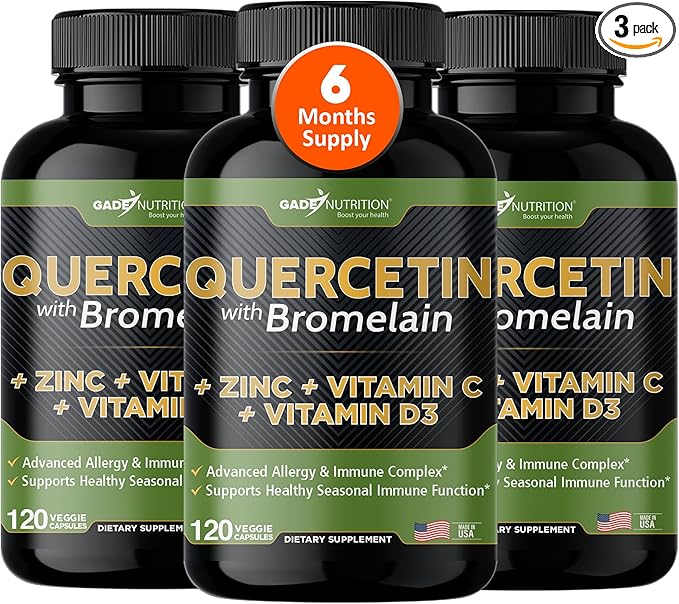 Gade Nutrition Quercetin with Vitamin C and Zinc - Quercetin 500mg - Quercetin with Bromelain - Zinc Quercetin - Quercetin Supplements + Vitamin D3 (Non-GMO, Gluten-Free, Vegan) - 6 Month Supply
