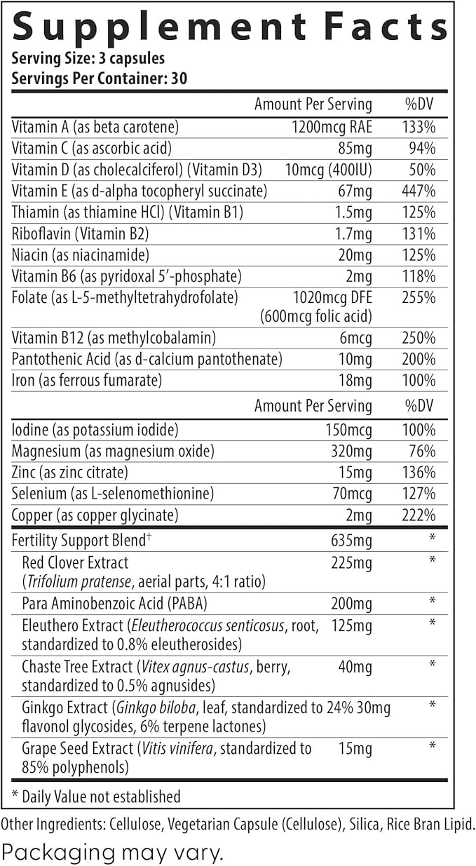 Fairhaven Health FertilAid for Women | Prenatal Vitamin Fertility Supplements for Women | Conception for Her with Vitex and Folate | Support Cycle Regularity and Ovulation* | 90 Capsules
