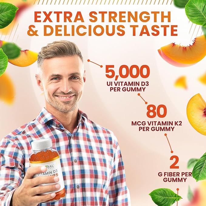 Vitamin D3 K2 Gummies 10000 IU, High Potency D3 10000 Gummies with K2 MK7, Immune & Bone Support, Natural Chewable Supplement for Adults, 90 Gummies