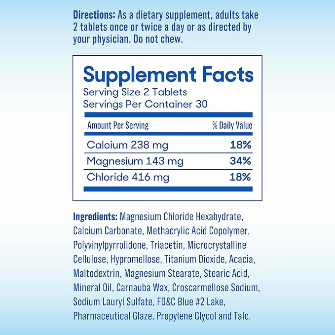 SlowMag Mg Muscle + Heart Magnesium Chloride with Calcium Supplement, 60 Count
