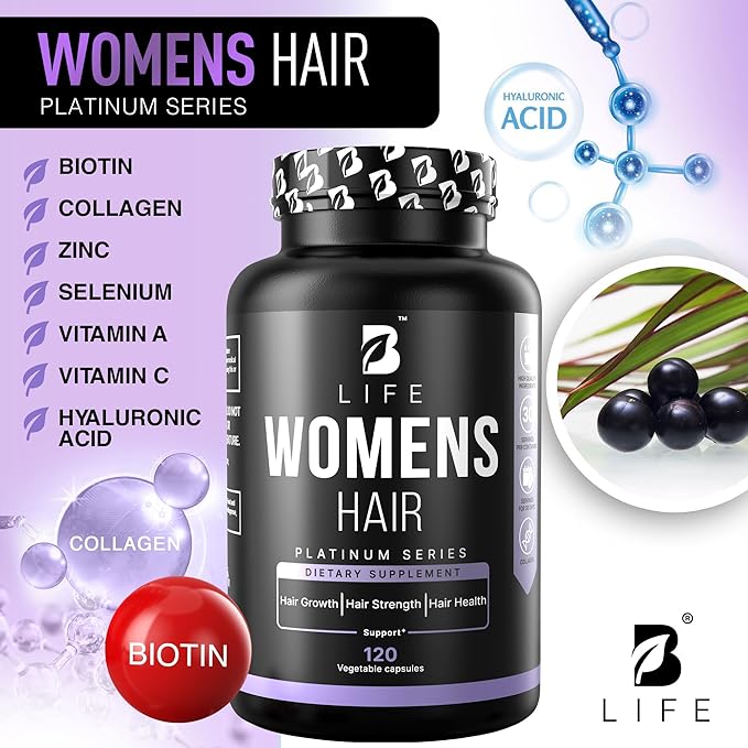 Hair Vitamins for Hair Loss for Women – Biotin for Hair Growth – Hair Loss Treatments for Women – Healthy Hair Skin and Nails –120 Capsules – 30 Servings