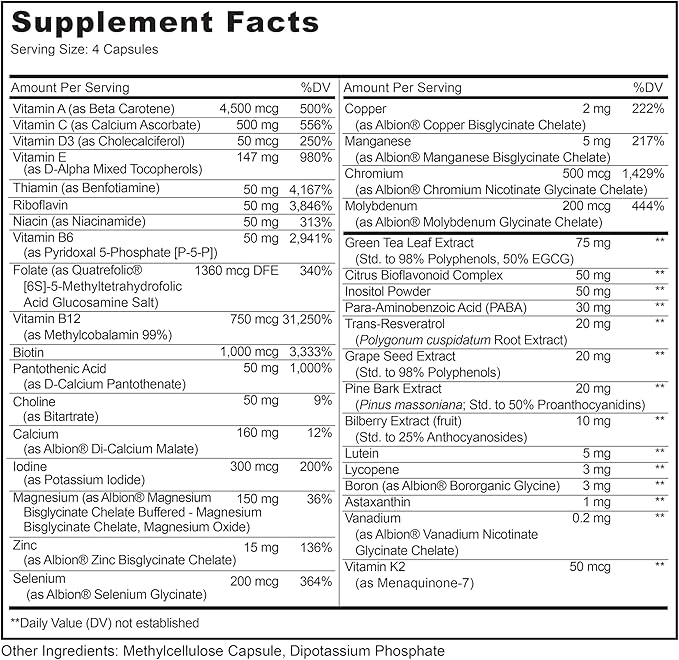 LIVELY VITAMIN CO. Multivitamin - 37 Vitamins Minerals and Extracts - Energy - Memory - Immune Function - Heart- Brain - Focus - Mood - Antioxidants - Dairy Gluten Soy Free - 240 Vegetarian Capsules