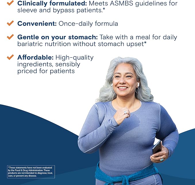 Bariatric Fusion One Per Day Bariatric Multivitamin with Iron for Women | with Hair and Nails Vitamin Blend | Gastric Bypass and Sleeve Gastrectomy | 90 Count | 3 Month Supply
