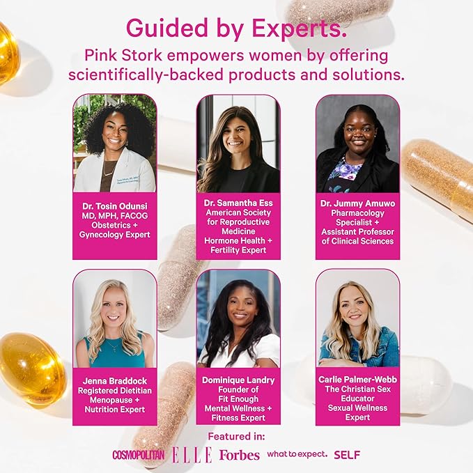 Pink Stork Total Prenatal Vitamins with DHA, Folate, Iron, Choline, and Vitamin B12 - Preconception Nutrition - Prenatals for Women, Pregnancy Essentials - Mint Essence, 60 Capsules, 1 Month Supply