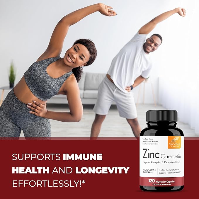 Sandhu's Zinc Quercetin 120 Vegetarian Capsules (Pack of 2) | Zinc Supplements for Antioxidant Immune Support for Men and Women | Gluten, Soy, Dairy Free