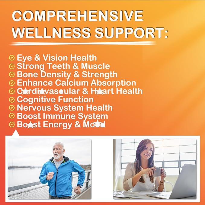 Sugar-Free ADK+Vitamin B12 Gummies - Vitamin D3 K2 10,000IU/ 5000IU, B12 5000mcg 2500mcg, K2 (MK-7) 240mcg, Multivitamin Adults-Vitamin A,Vegan Vitamin D,Methyl B12,C,Zinc-Eye,Bone,Energy,Nerve,Immune