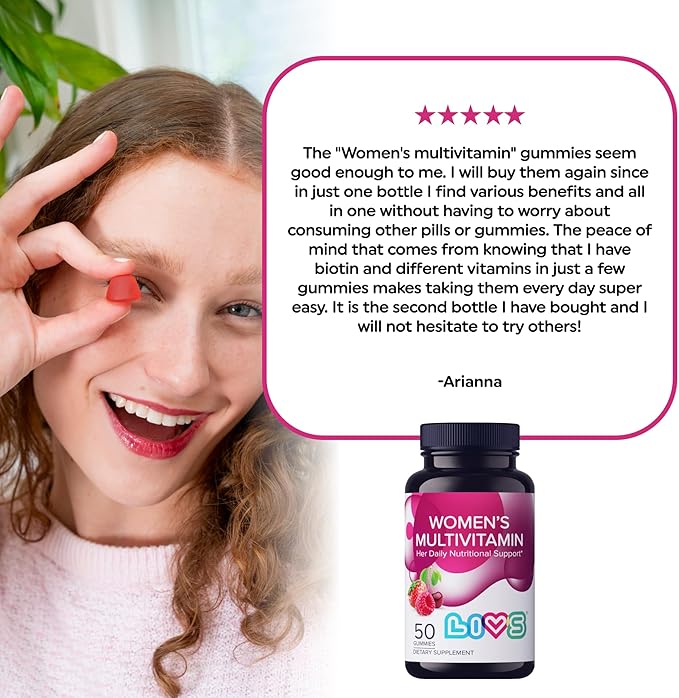 Women's Multivitamins Gummy Vitamin - Multivitamin for Women, Gummy Vitamins, All-Natural, Gluten-Free, Non-GMO, Womens Vitamins Gummies - Strawberry, Cherry, & Raspberry Flavored, 50 Count