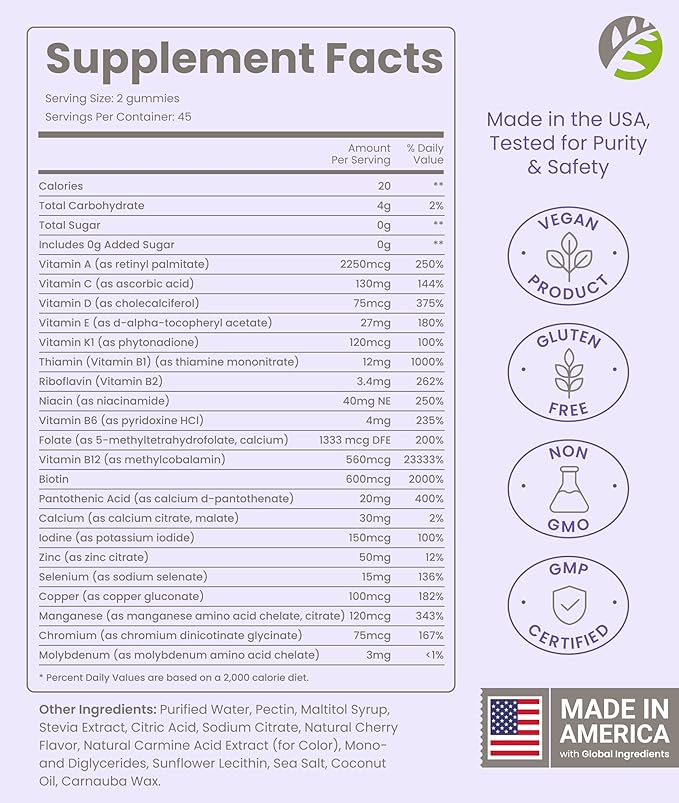 BariSlim Advanced Bariatric Multivitamin Gummies - Specially Formulated Bariatric Vitamins for Patients After Weight Loss Surgery - Supports Energy & Immune Health | Mixed Berry (90 Vegan Gummies)