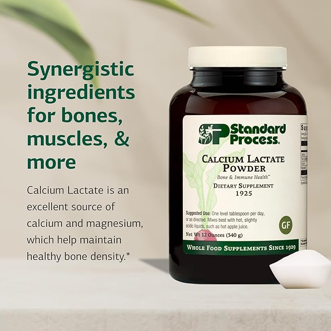 Standard Process - Calcium Lactate Powder - Bone Health & Immune Support - Calcium Magnesium Supplement for Bone Strength & Blood Health - Non-Dairy, Non-Soy & Gluten-Free - 12 oz