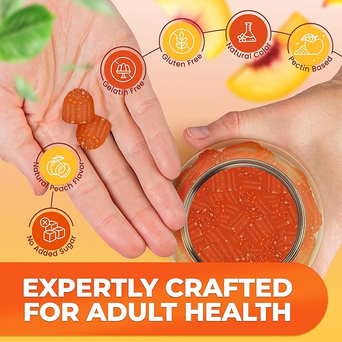 Vitamin D3 10000 IU & K2 Gummy for Adults - Sugar-Free, High Absorption - Supports Bone, Joint, Immune, Heart, Brain & Dental Health - Non-GMO, Gluten-Free, Fiber-Based, Peach Flavor, 120 Gummies
