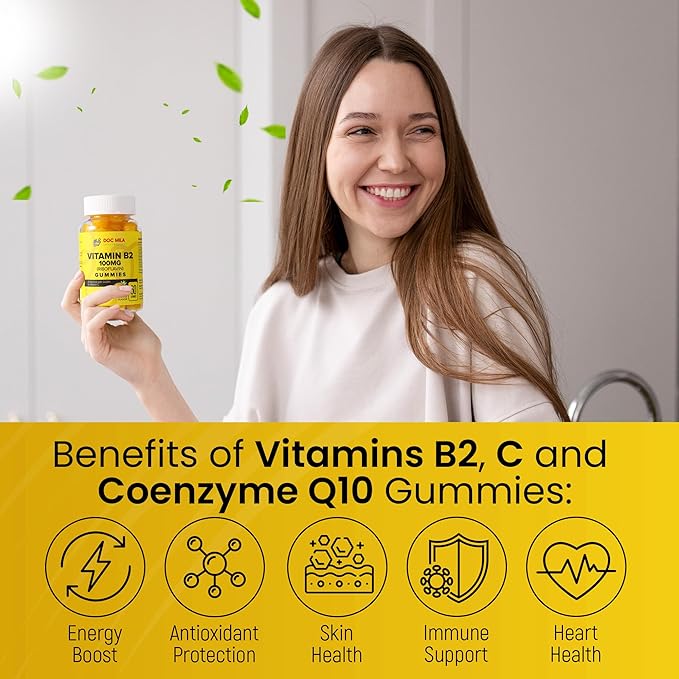 Vitamin B2 100mg Gummies for Adults and Kids - Riboflavin 100 mg Gummy - Migraine Relief Supplement - VIT B2 Supplements