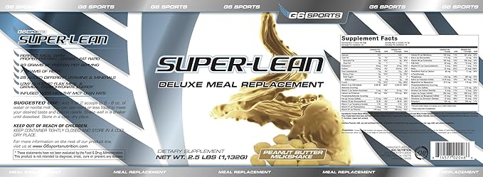 Nutrition Super-Lean Deluxe Meal Replacement (32g Protein, 7g Fiber, 25 Added Vitamins & Minerals) – 2.5lb Jar – Peanut Butter Milkshake