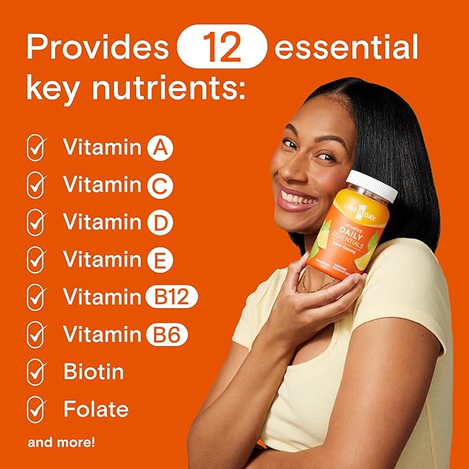 One A Day Women’s Daily Essentials Multivitamin Gummies, Multivitamin for Women, Zinc, Immune Support, Cool Lemonade Naturally Flavored, 120 Gummies