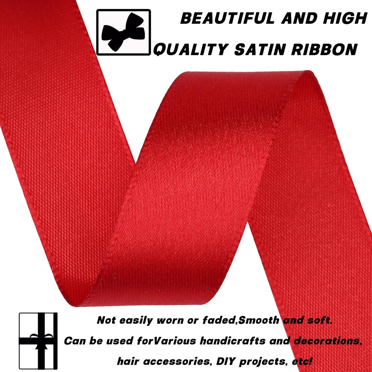 Wine red Ribbon 7/8 Inch 30 Yards Satin Craft Ribbon-Single Face Polyester Ribbon for Handmade Roses,Gift Wrapping,Timeless Flower,Bouquets,Wedding and Party Decoration